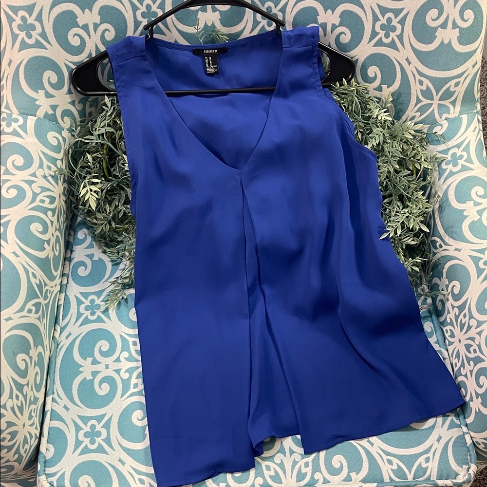Forever 21 Royal Blue V-Neck Tank Top